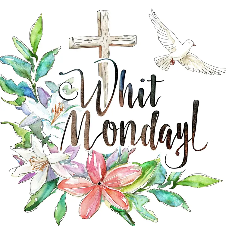 Whit Monday Cross with Flowers and Dove