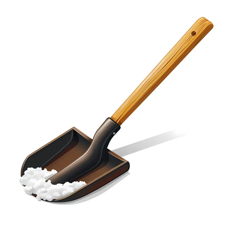 Black Snow Shovel with Wooden Handle