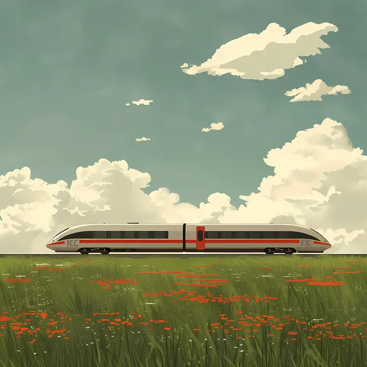 Modern Train in Scenic Field