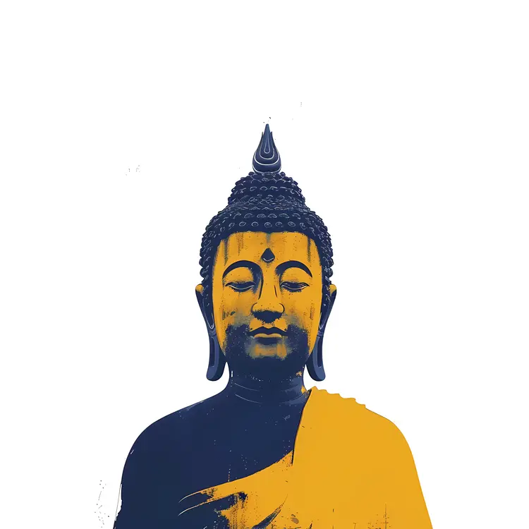 Yellow and Blue Buddha Statue Illustration