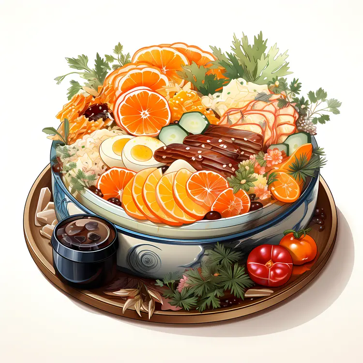 Bowl of Citrus and Meat with Vegetables
