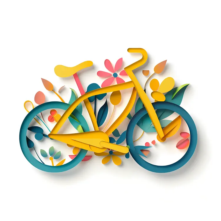 Paper Cut Bicycle with Floral Background