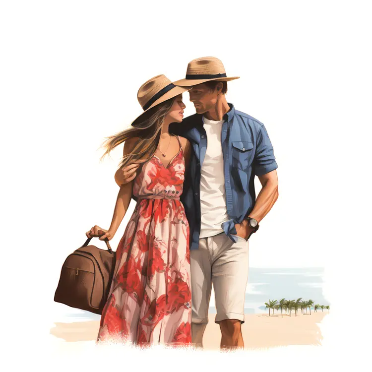 Couple Traveling to Beach