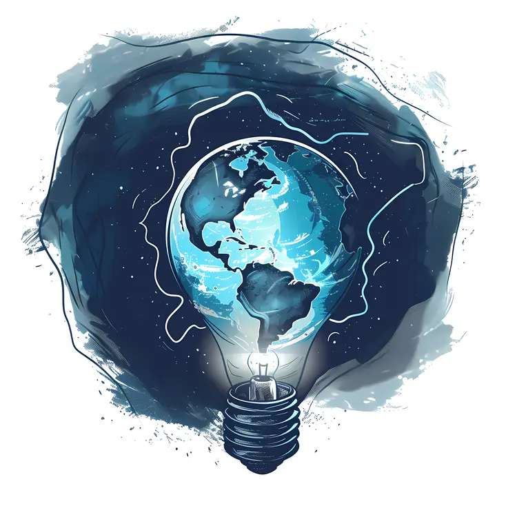 Earth Inside Light Bulb Illustration