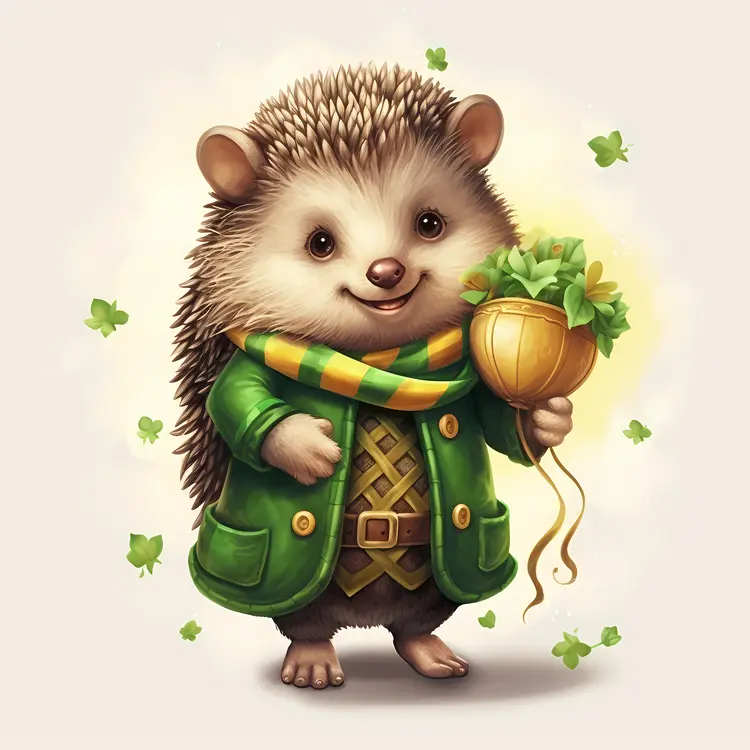 Cute Hedgehog with Green Scarf