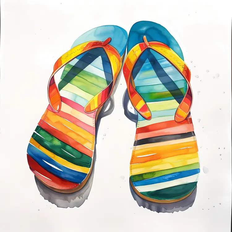 Colorful Striped Flip-Flops