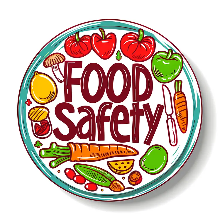 Food Safety Sign with Fruits and Vegetables