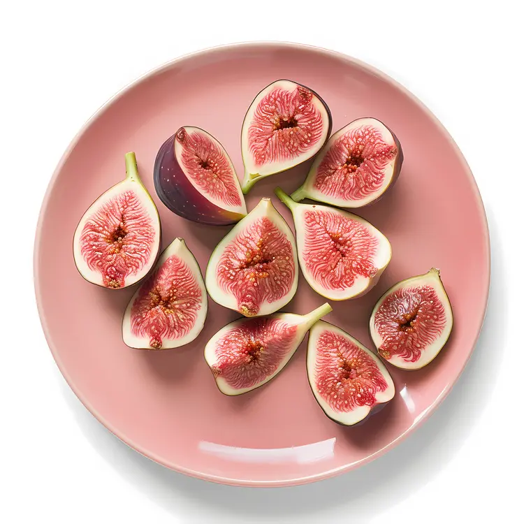 Sliced Figs on a Pink Plate