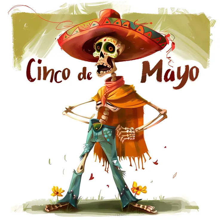 Cinco de Mayo Skeleton with Sombrero