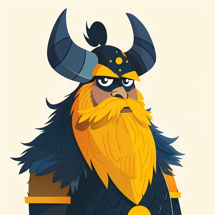 Cartoon Viking with Helmet and Beard
