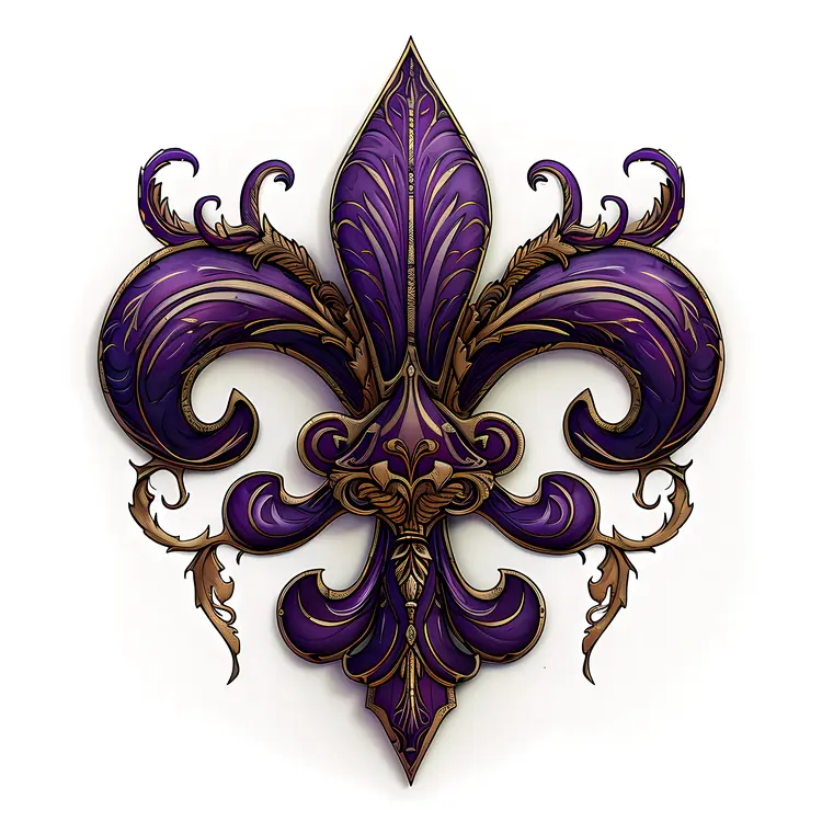 Purple and Gold Ornamental Fleur-de-lis
