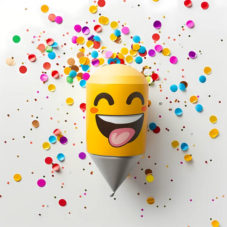 Happy Emoji with Confetti for Celebration