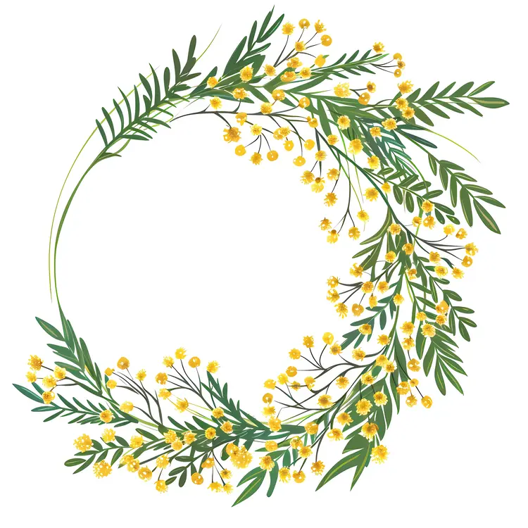 Radiant Yellow Flower Wreath with Green Leaves