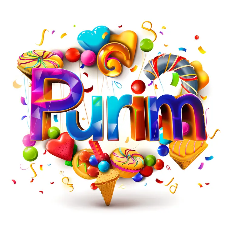Colorful Purim Text with Sweets