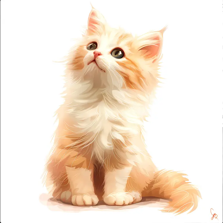Fluffy White and Orange Kitten