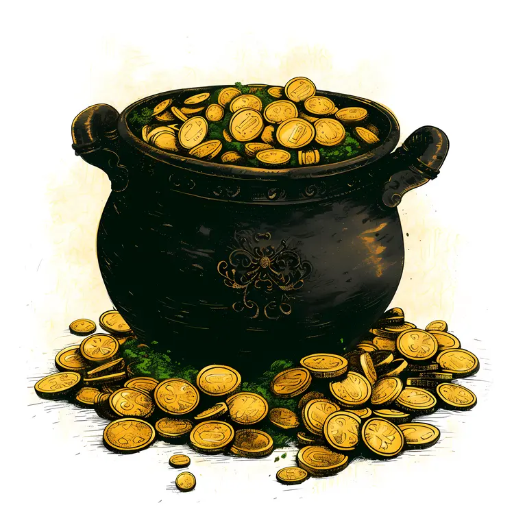 Black Pot of Gold Coins