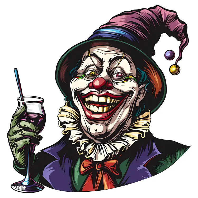 Creepy Clown with Wine Glass