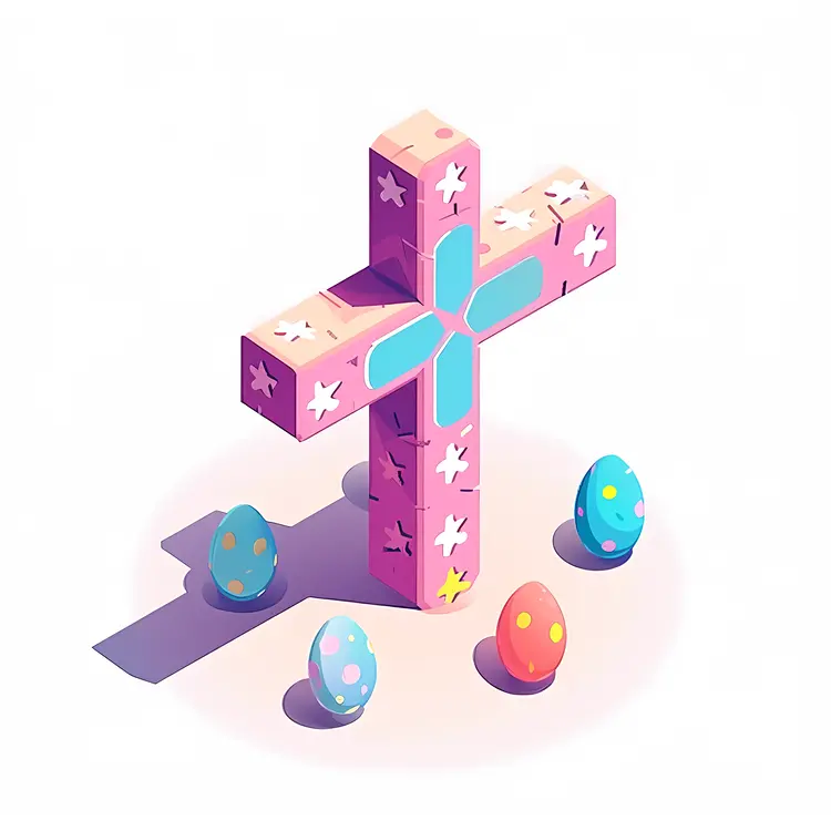 Pink Cross with Easter Eggs