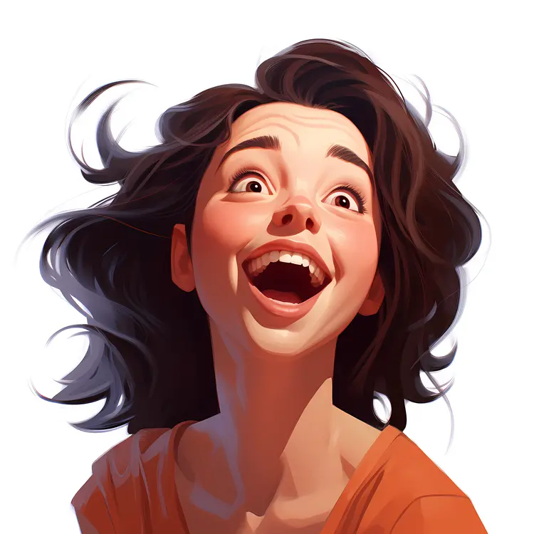 Laughing Woman with Brown Hair