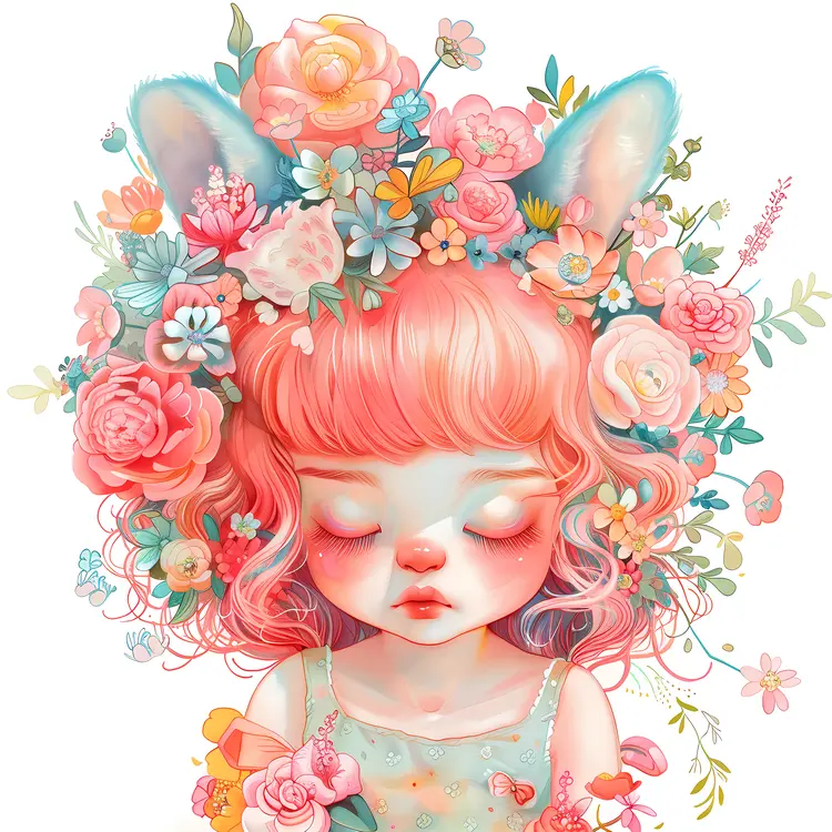 Fantasy Girl with Floral Crown