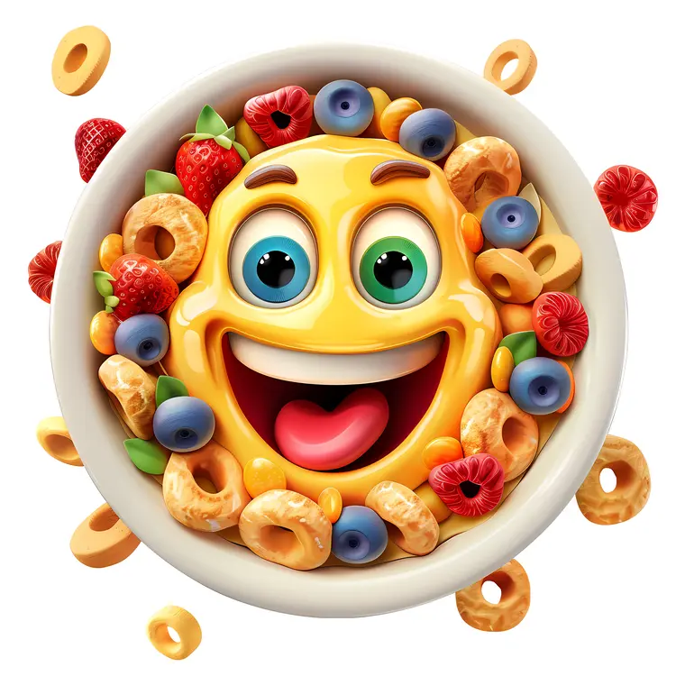 Excited Cereal Bowl with Fruits