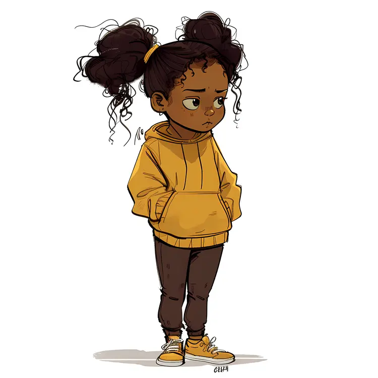 Cute Girl in Yellow Hoodie Illustration