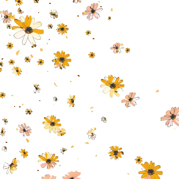 Yellow and Pink Flowers Scattered