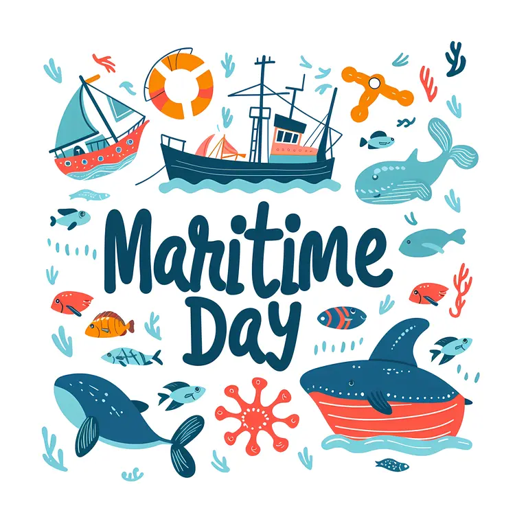 Maritime Day Celebration with Boats and Sea Creatures