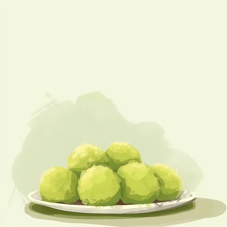 Green Balls Stacked on Plate