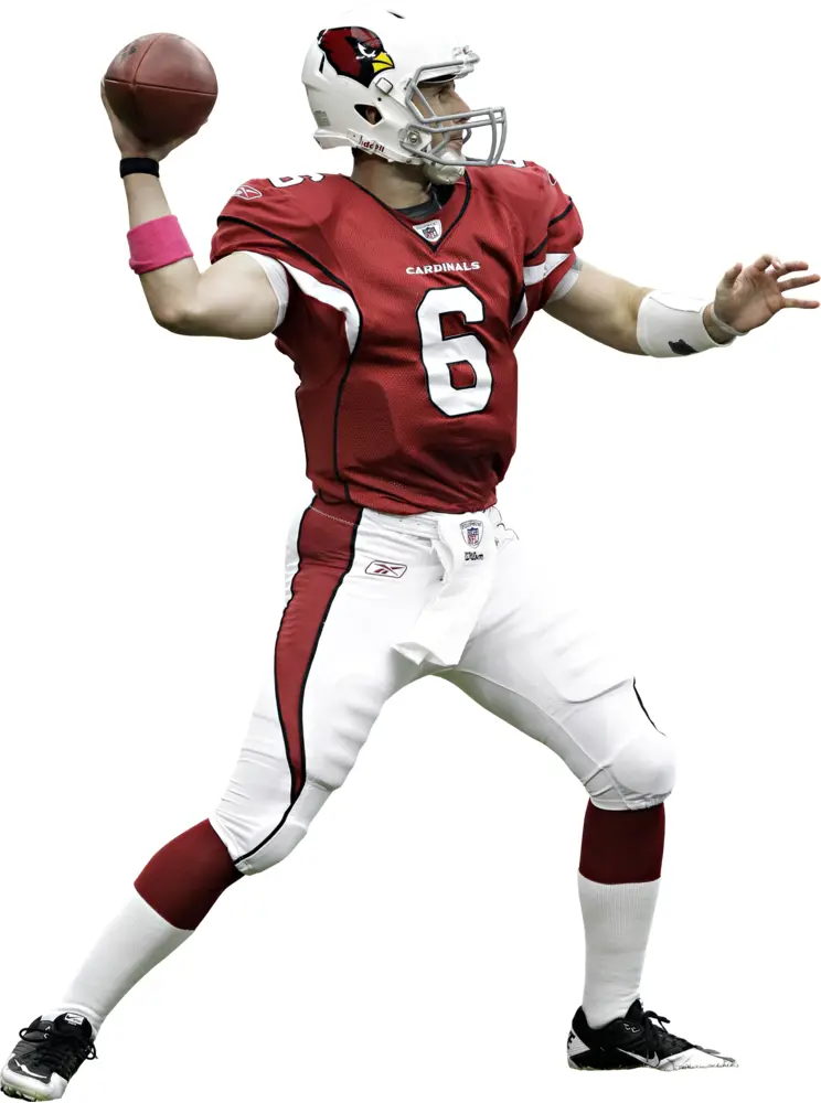 Football Player in Red Jersey Throwing