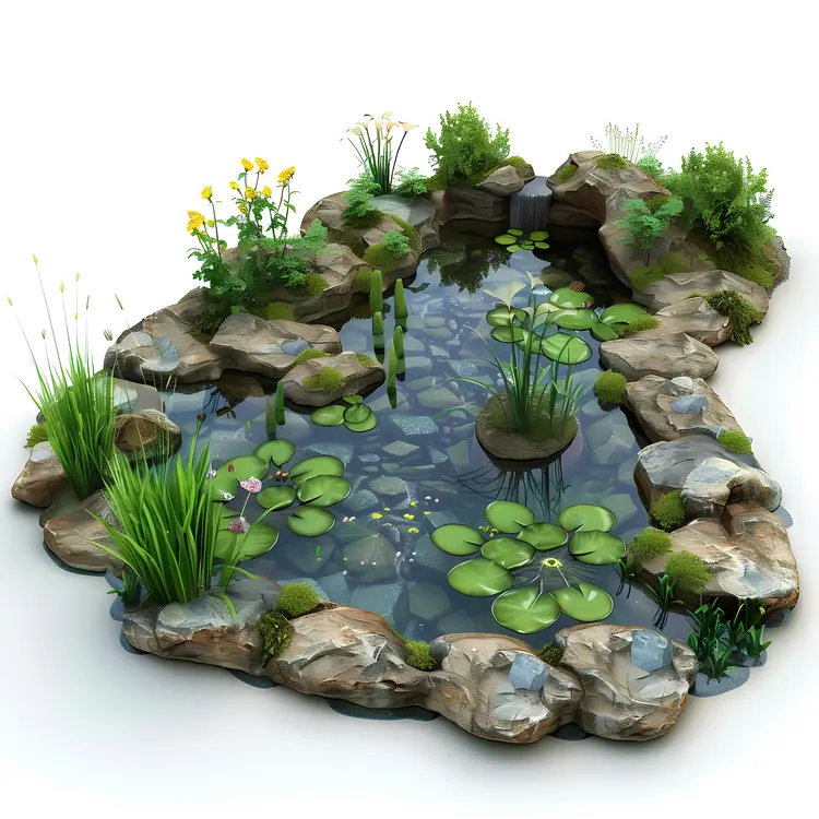 Beautiful Garden Pond with Lily Pads