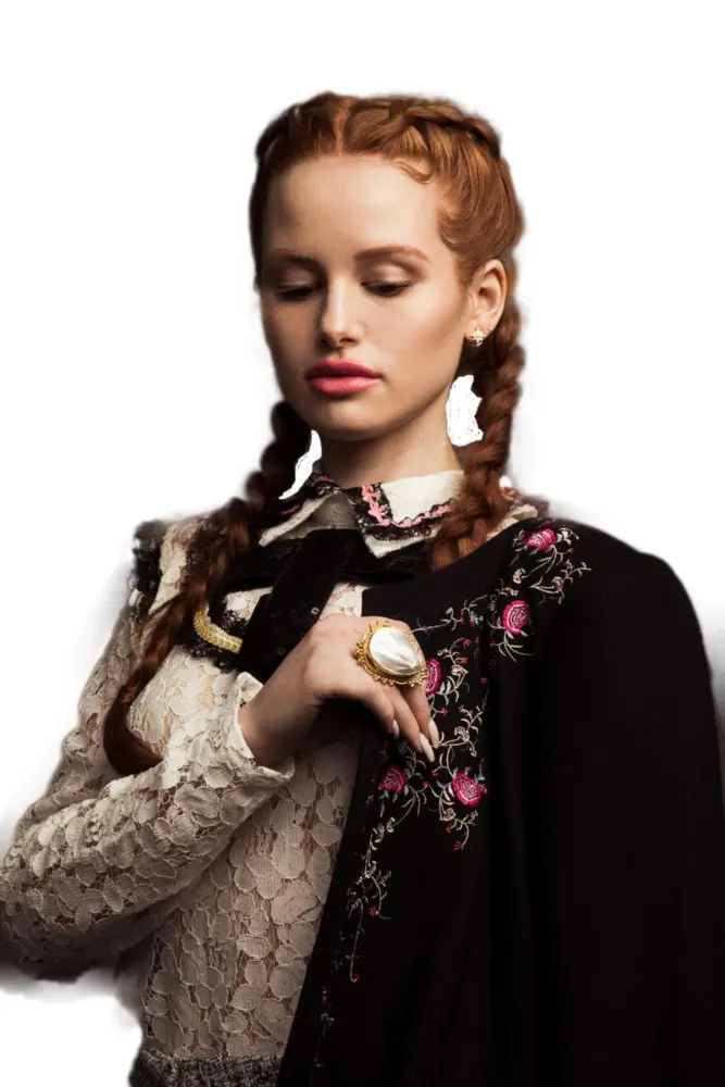 Elegant Woman Standing with Braided Hair