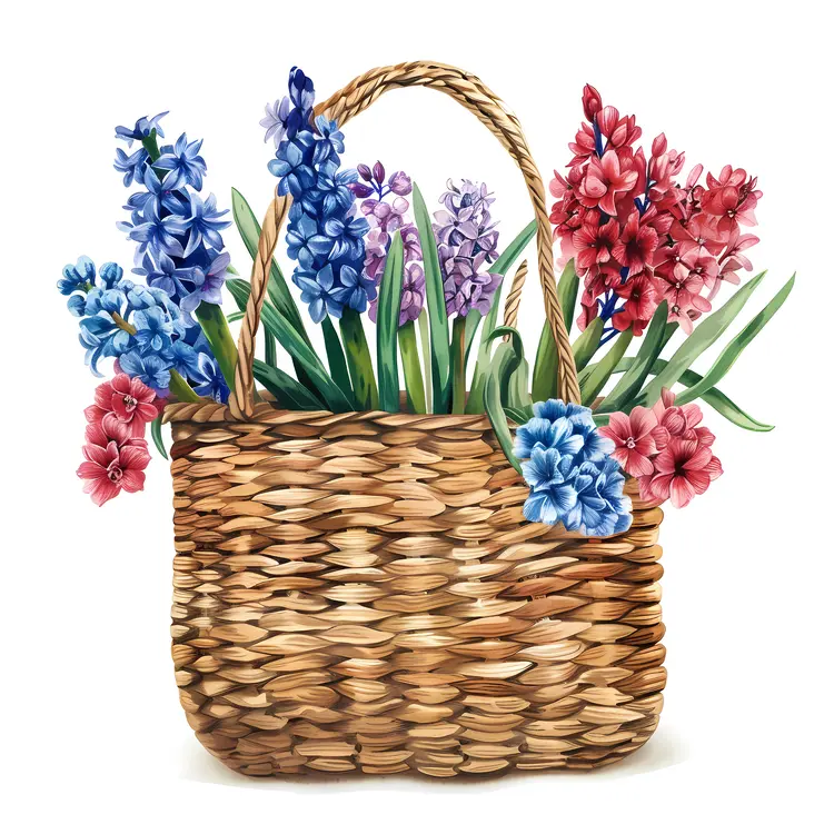 Wicker Basket with Colorful Flowers
