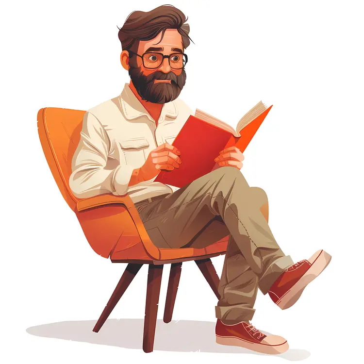 Man Reading a Book in a Chair