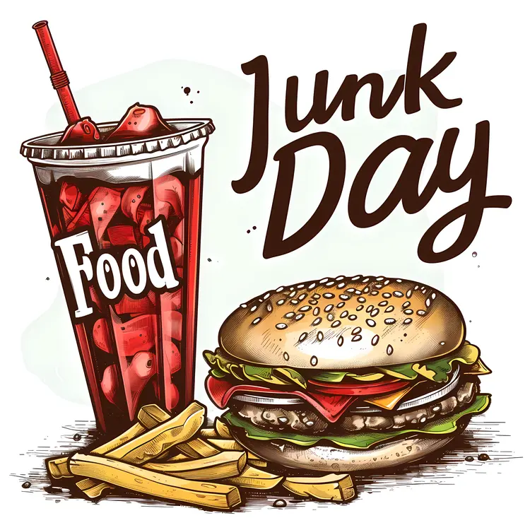 Junk Food Day with Burger and Fries
