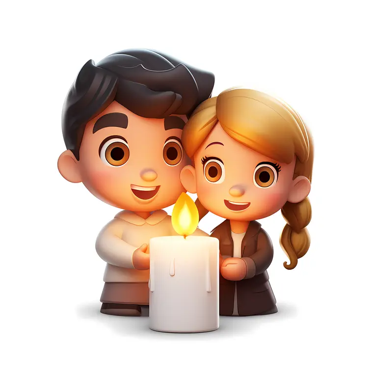 Cute Couple Holding Candle