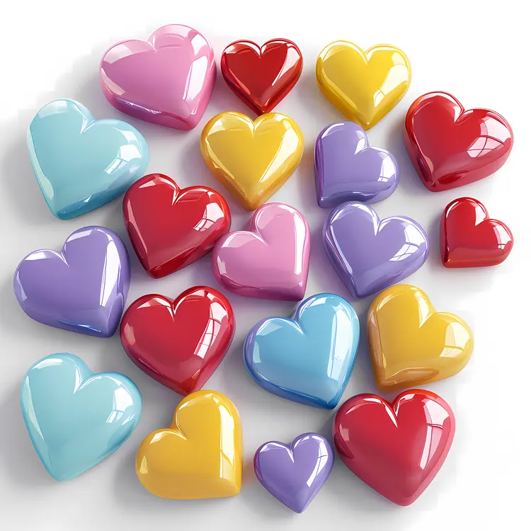 Multicolor Glossy Heart Shapes