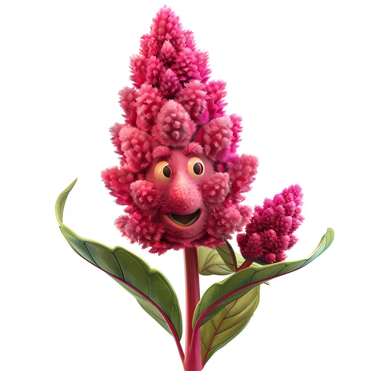 Pink Fluffy Flower with Eyes Cartoon Character
