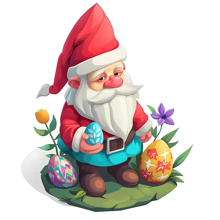 Gnome with Colorful Easter Eggs