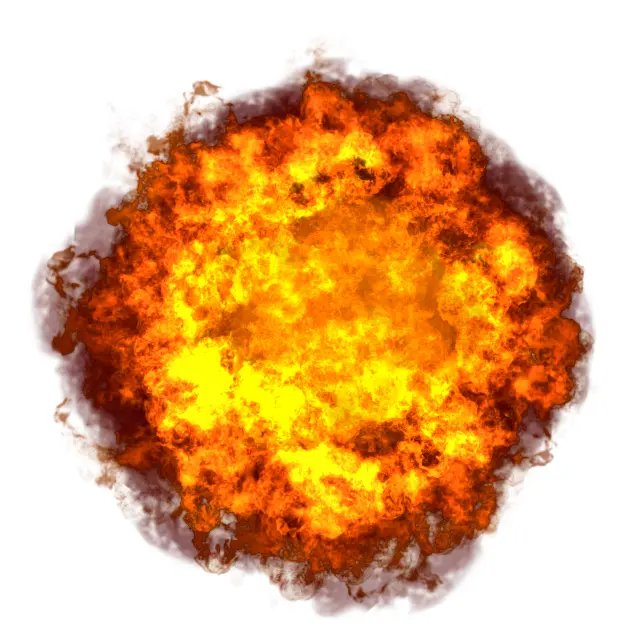 Fiery Explosion with Intense Flames