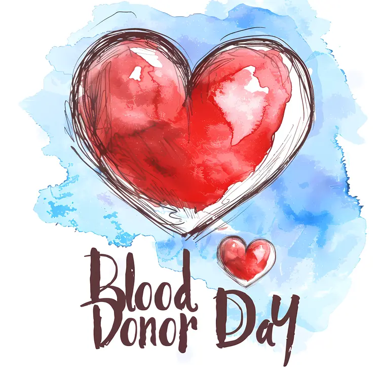 Watercolor Heart for Blood Donor Day