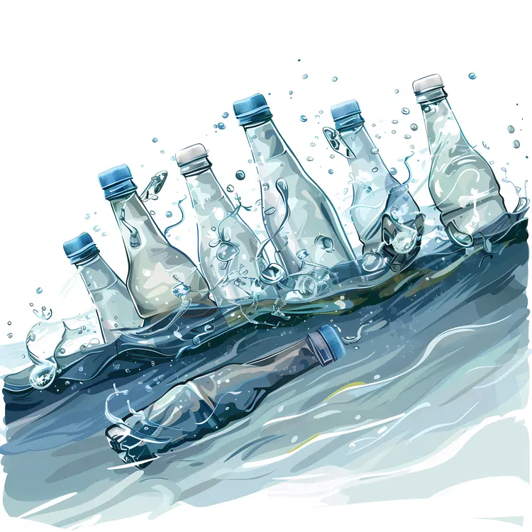 Plastic Bottles in Ocean