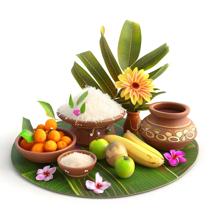 Traditional Food Platter on Banana Leaf