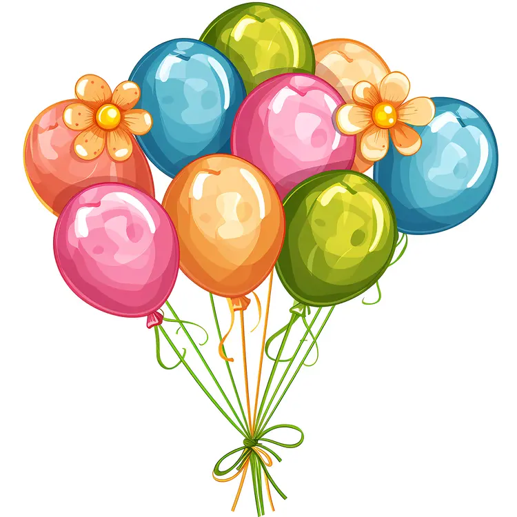 Colorful Balloons with Flowers