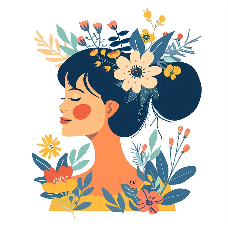 Woman with Floral Hair Decoration