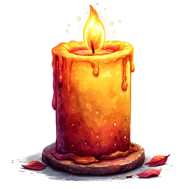 Glowing Candle with Leaves
