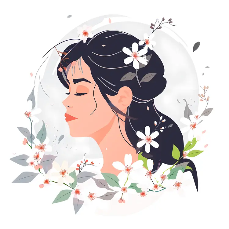 Elegant Woman with Floral Accents