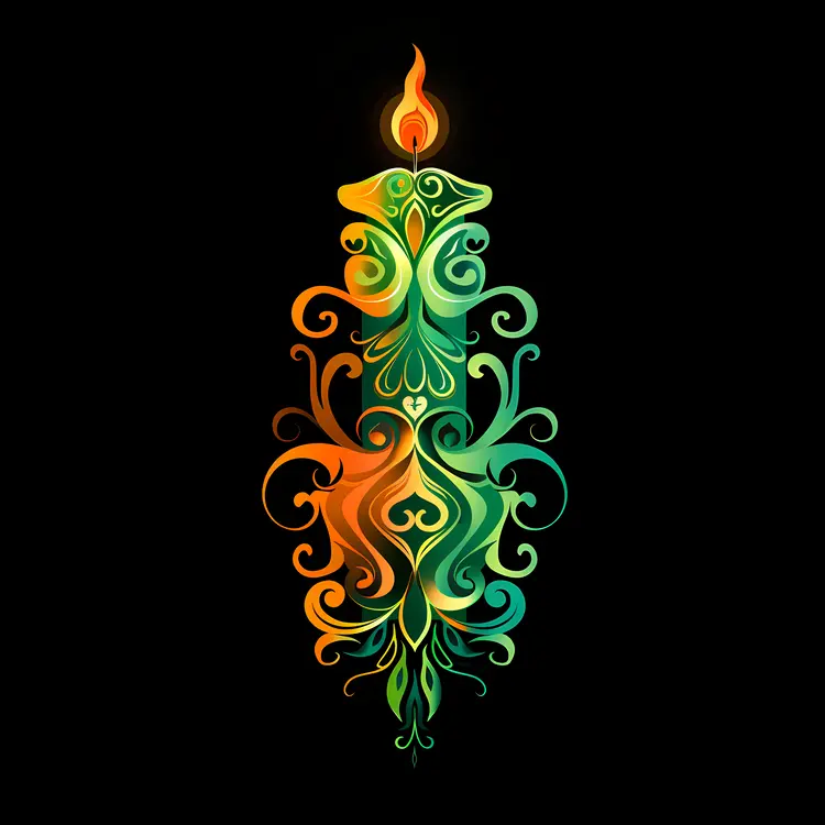 Ornate Decorative Candle with Flame