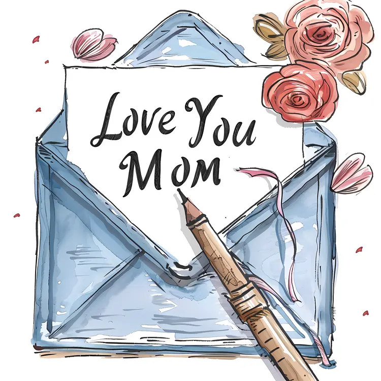 Love You Mom Card with Flowers