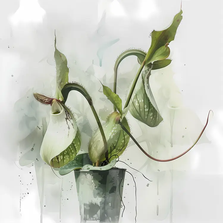 White Pitcher Plants in Pot